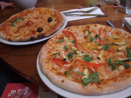 Pizzas in Gotham Cafe