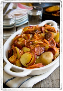 Warm Chorizo, Red Onion, and Baby Potato Salad (Photo: Good Mood Food)